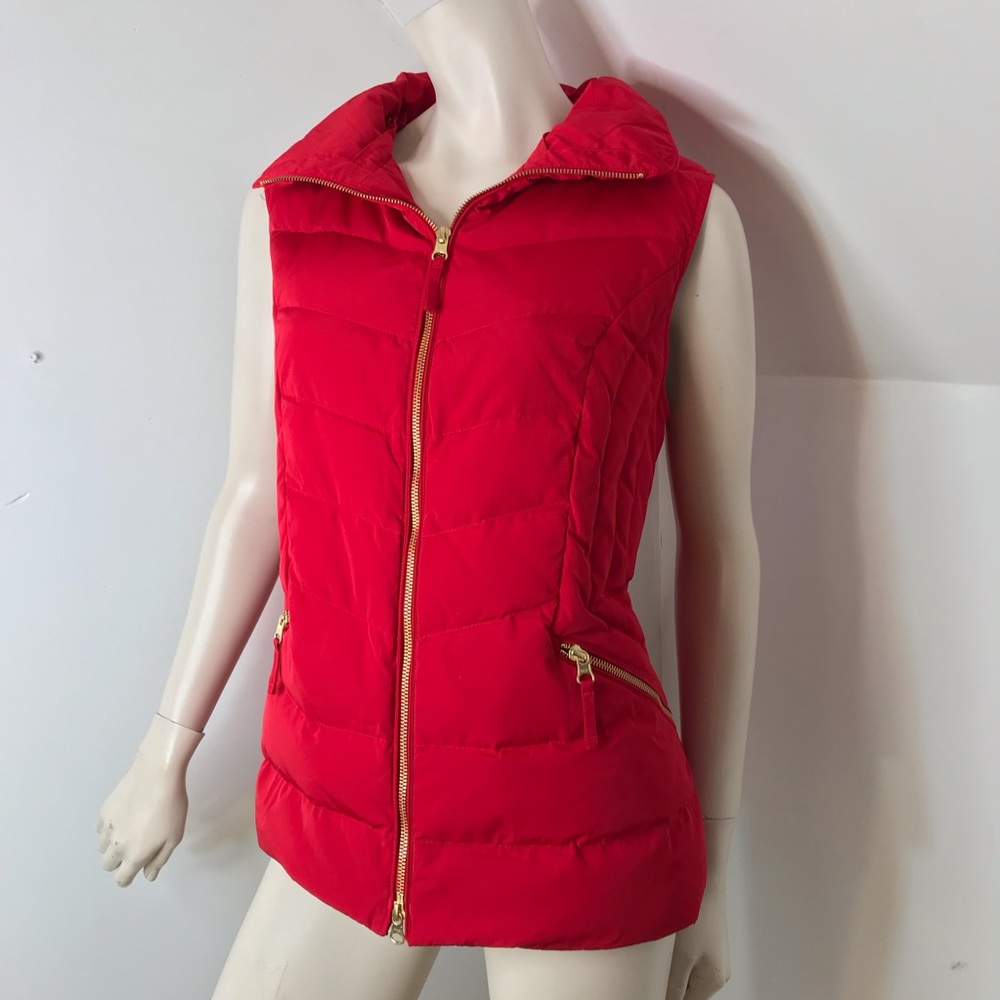 So Slimming Winter Chic Talbots Red Quilted Vest
